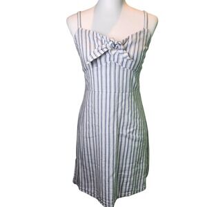 Hollister Blue White Striped Coastal Cottagcore Nautical Mini Dress Medium